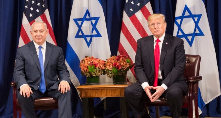 US Israel Trump Netanyahu flags